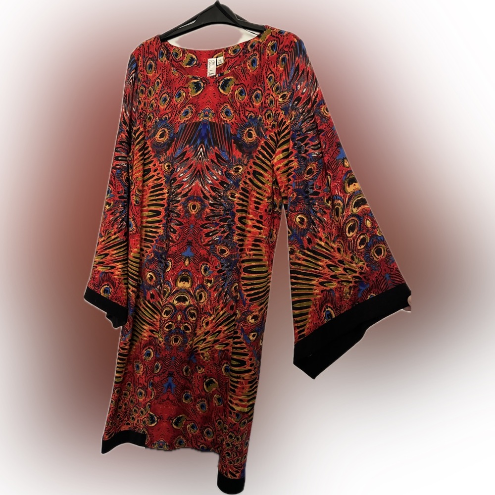 Retro Inspired Peacock print dress XL